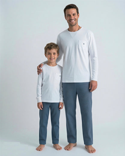 Pack pijama largo azul Niño + Adulto
