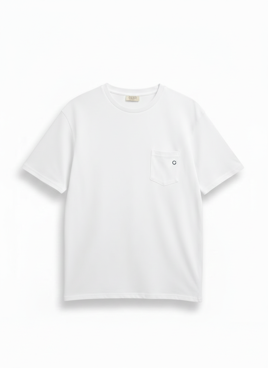 Pantalón celeste clásico polera blanca manga corta