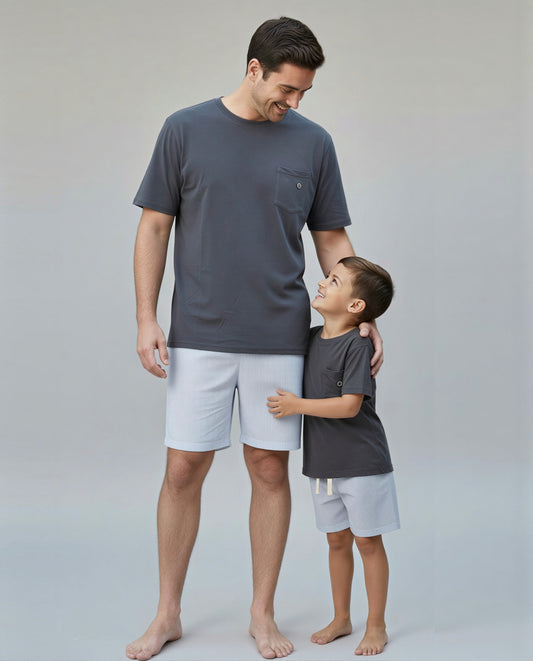 Pack Pijama corto Niño - Adulto Gris